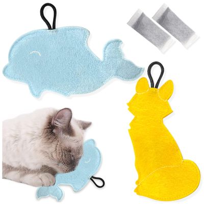 EONAZE Premium Catnip Toy Set for Cats, Whale and Fox