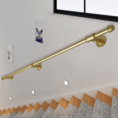 CL-ZZZ Wall Handrail for Stair Steps, Complete Kit, Outdoor Anti-Slip Safety Grab Bar, Gold (360 cm)