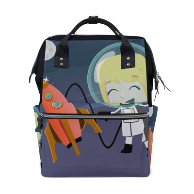LDIYEU Rocket Space Cartoon Astronaut Diaper Backpack