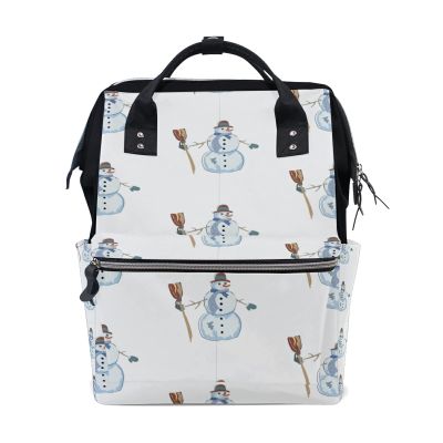 LDIYEU Snowman Winter Ses Baby Diaper Bag Travel Backpack, Large-Capacity Shoulder Mom Bag for Outdoor Travel