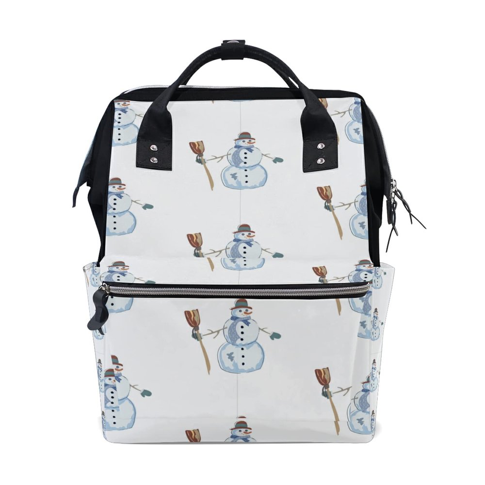 LDIYEU Snowman Winter Ses Baby Diaper Bag Travel Backpack, Large-Capacity Shoulder Mom Bag for Outdoor Travel