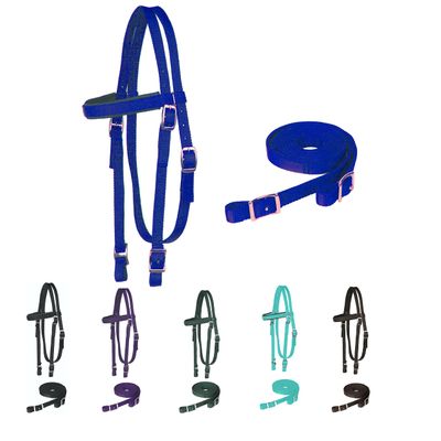 Majestic Ally Padded Horse Halter with Reins, Royal Blue, Full