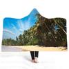 Hooded Blanket, 3D Beach Coconut Palm Print, Double-Plush, 130 x 150 cm view 1