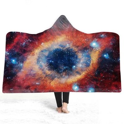Starry Sky Universe Hooded Blanket, Double-Layer Plush, 150 x 200 cm