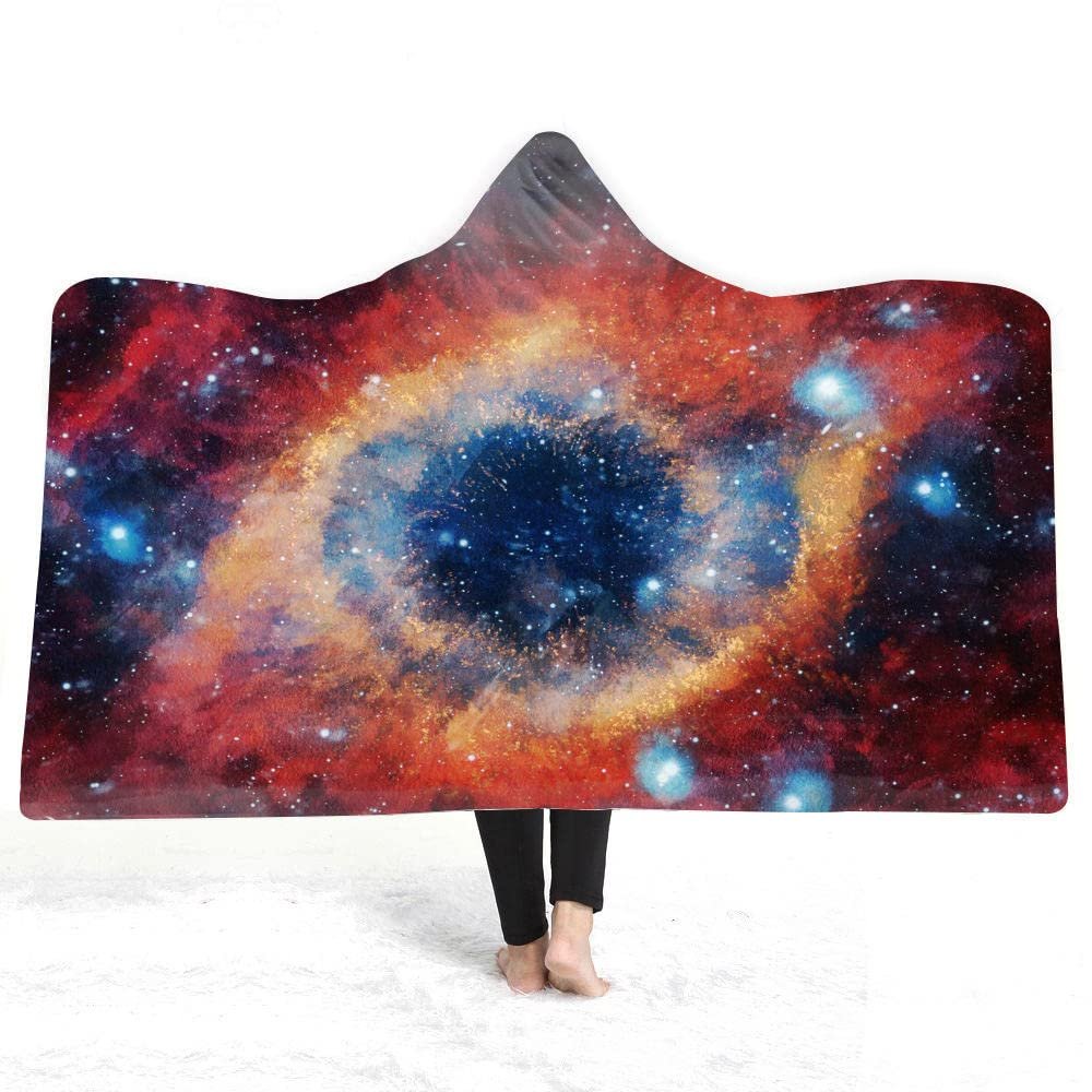 Starry Sky Universe Hooded Blanket, Double-Layer Plush, 150 x 200 cm