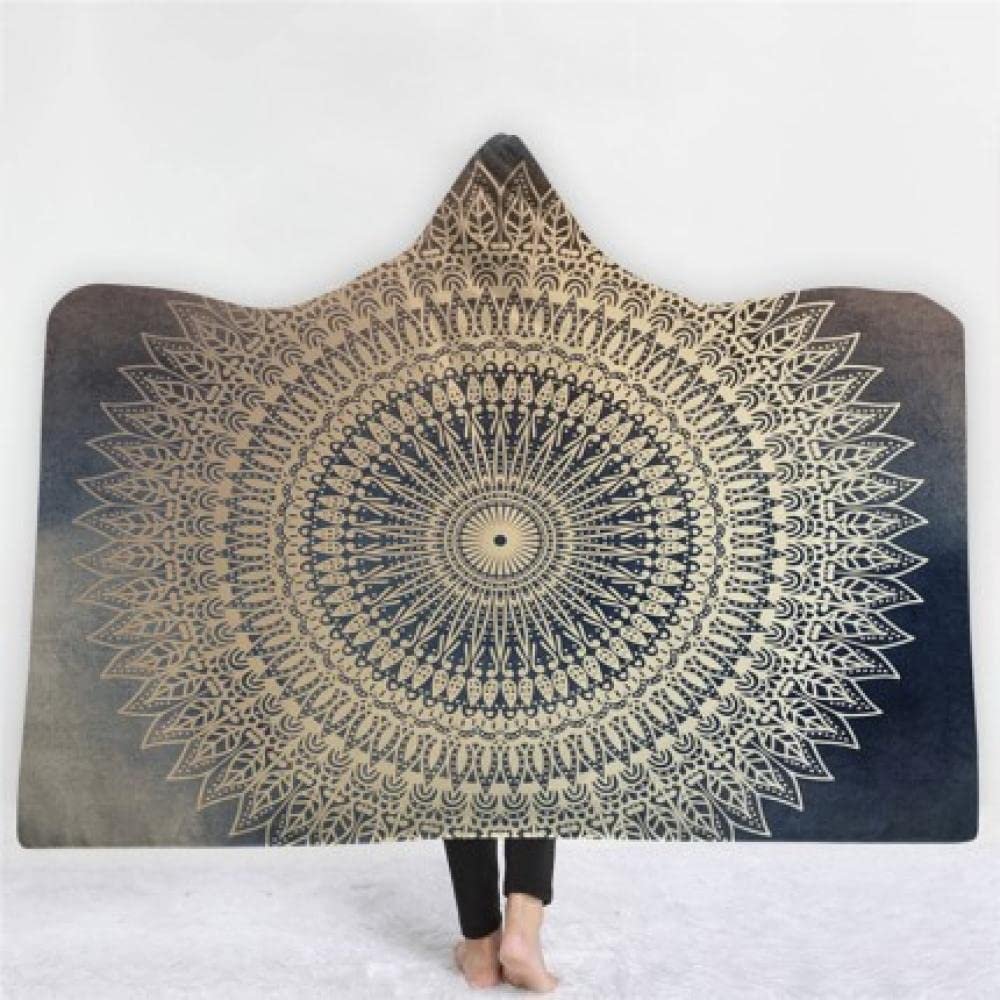 Indian Religion Mystery Printed Hooded Blanket, Thickened Single Shawl Cloak, 150 × 130 cm, 26A