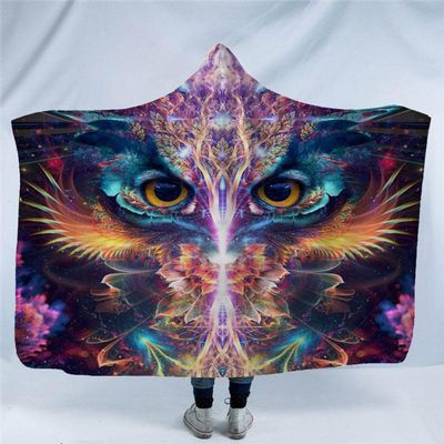 YUNHOME Hooded Blanket, Watercolor Animals, 200 x 150 cm