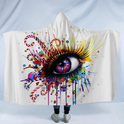YUNHOME Hooded Blanket, Colorful Watercolor Animals, Thick Throw, 200 x 150 cm