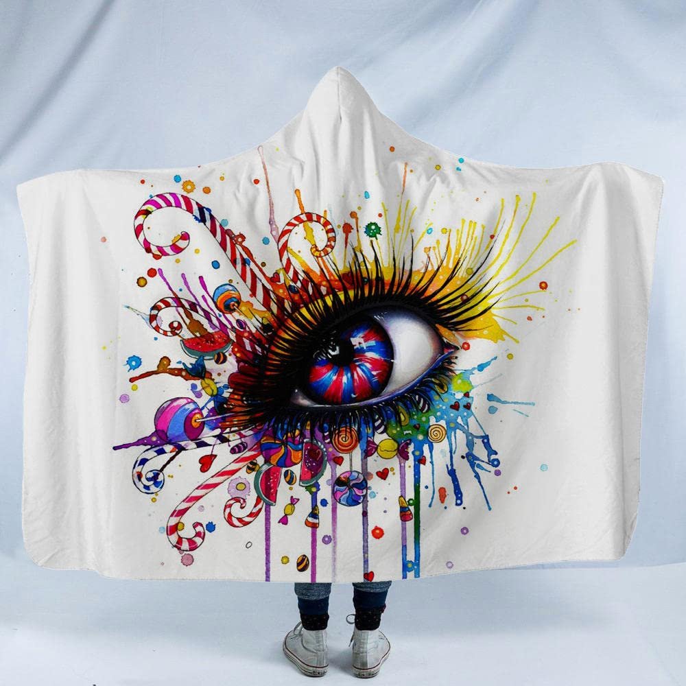 YUNHOME Hooded Blanket, Colorful Watercolor Animals, Thick Throw, 200 x 150 cm