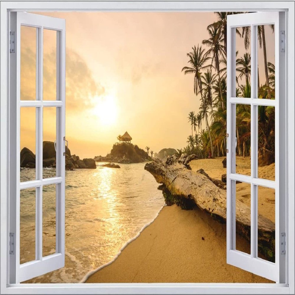 3D Wall Hole Wall Decal, Self-Adhesive, Beach, 70 x 110 cm