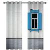 KQDMYT Blackout Curtains, Retro House Blue Window Design, 183 x 214 cm view 2