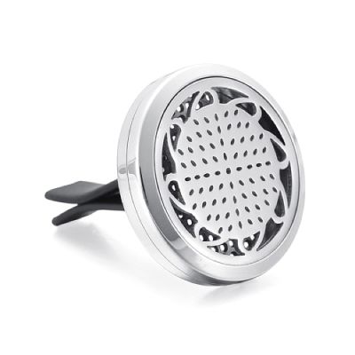TNBKDSE 316L Stainless Steel Aromatherapy Car Essential Oil Diffuser Air Freshener Medallion with 12 Refill Pads - 30 mm