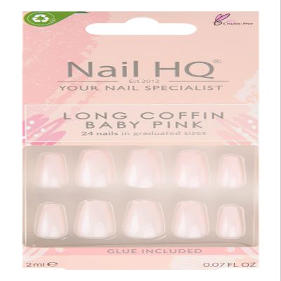 Nail HQ Long Coffin Nails in Baby Pink