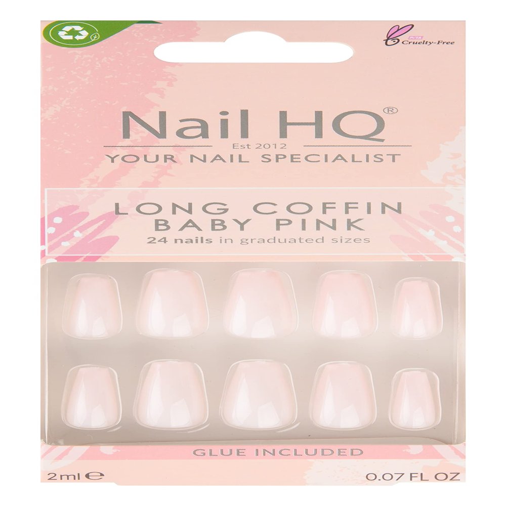 Nail HQ Long Coffin Nails in Baby Pink
