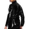 MCWJ Black Sexy Short Latex Jacket with Buttons, Front Pockets and Turn-Down Collar, Transparent Green, S view 3
