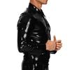 MCWJ Black Sexy Short Latex Jacket with Buttons, Front Pockets and Turn-Down Collar, Pink, Size S view 2