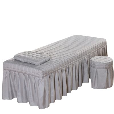 1-Piece Beauty Salon Massage Table Bed Skirt with Face Hole, Pillowcase and Stool Cover
