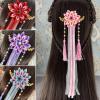YZDKJ Hanfu Chinese-Style Ribbon Tassel Hairpin Headpiece, Classic Hair Clip, Retro Hair Flower (Color: 1) view 2
