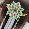 YZDKJ Hanfu Chinese-Style Ribbon Tassel Hairpin Headpiece, Classic Hair Clip, Retro Hair Flower (Color: 1) view 3