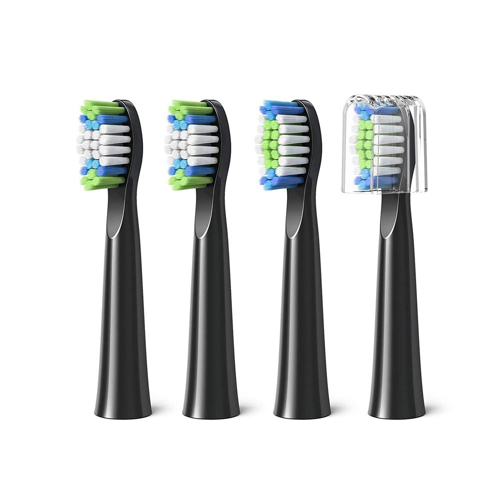 lindawang Compatible with Fairywill Electric Toothbrush Replacement Heads, 4-Pack, Soft Nylon, for Adults, FW-E11 E10 E6 D7S Going, Black