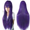 IMISSU 80 cm Long Straight Natural-Looking Hair Cosplay Wig with Bangs, Dark Purple view 1
