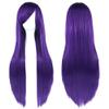 IMISSU 80 cm Long Straight Natural-Looking Hair Cosplay Wig with Bangs, Dark Purple view 2