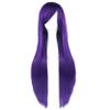 IMISSU 80 cm Long Straight Natural-Looking Hair Cosplay Wig with Bangs, Dark Purple view 3
