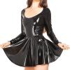 MCWJ Latex Bodycon Dress, Long Sleeves, Round Neck, Pullover, Black, L view 1