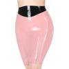 MCWJ Latex Skirt with Top Trim, Short Back Zipper, Rubber Bottoms, Jade Green/Black, S view 1