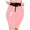 MCWJ Latex Skirt with Top Trim, Short Back Zipper, Rubber Bottoms, Jade Green/Black, S view 2