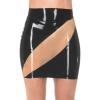 MCWJ Latex Skirt with Front Rubber Trim, Red/Black, S view 1