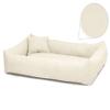 Juelle Elmo Faux Leather Dog Bed, Fluffy Dog Cushion, Soft Elegant Dog Sofa, S–XXL (70 x 50 cm, Ecru) view 2