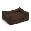 Juelle Rex Faux Leather Dog Bed with Fluffy Cushion, S–XXL, Dark Brown (70 x 50 cm) view 1