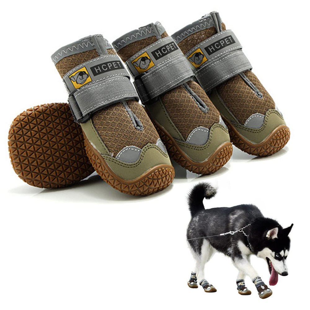 PJDDP Waterproof Dog Shoes, Khaki, Size 3