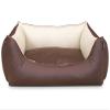 Mypado Advin Two-Tone Dog Bed, Faux Leather, 110 x 90 cm, Orthopedic Foam Filling, Brown-Cream view 1