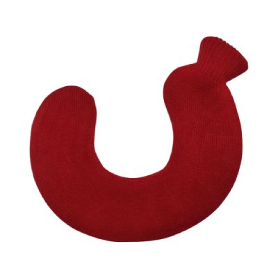 LZHLMCL 1 L Rubber Hot Water Bottle with Knitted Cover, Red