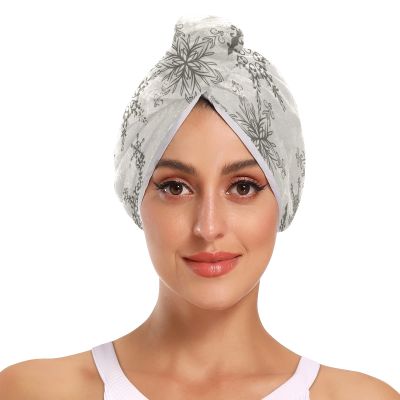 2-Pack Microfiber Hair Turbans with Christmas Snowflakes for Women