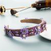 FAMoUsGoods Vintage Baroque Crystal Pearl Headband, Purple view 1