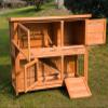 Light Brown 2-Level Wooden Rabbit Hutch for Small Animals view 4