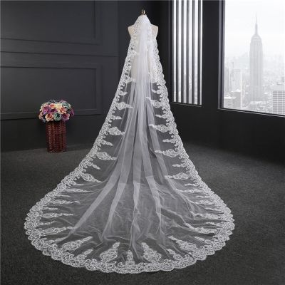 XXXXW Bridal Wedding Veil with Comb, Crystal Rhinestone Lace Headpiece, B Ivory