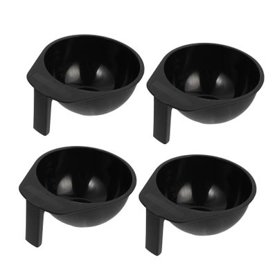SOLUSTRE Plastic Hair Dye Bowls, 4-Piece Set with Handles, Black