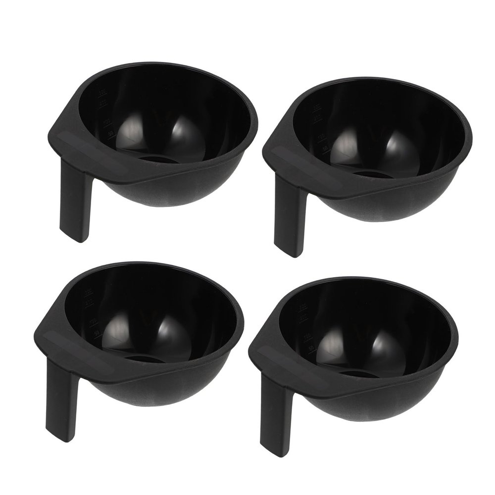 SOLUSTRE Plastic Hair Dye Bowls, 4-Piece Set with Handles, Black