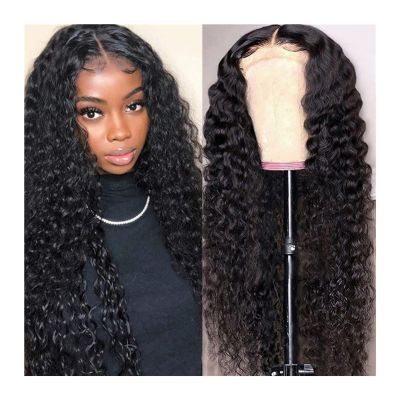 Caihuashopping 14–30 in Deep Wave Human Hair Lace Front Wigs for Women
