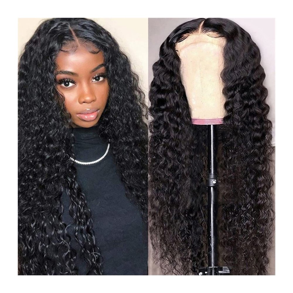 Caihuashopping 14–30 in Deep Wave Human Hair Lace Front Wigs for Women
