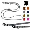 Oiled Leather Dog Leash for Small to Large Dogs, Black Hook, Adjustable Double Leash, 2 m / 2.4 m / 2.8 m / 3.5 m / 5 m (2 m x 8 mm, Gray) view 1