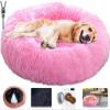 Round Donut Dog Bed, Plush Washable Pet Sofa, Pink, XL 80 cm/31.4 in view 1