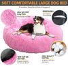 Round Donut Dog Bed, Plush Washable Pet Sofa, Pink, XL 80 cm/31.4 in view 3