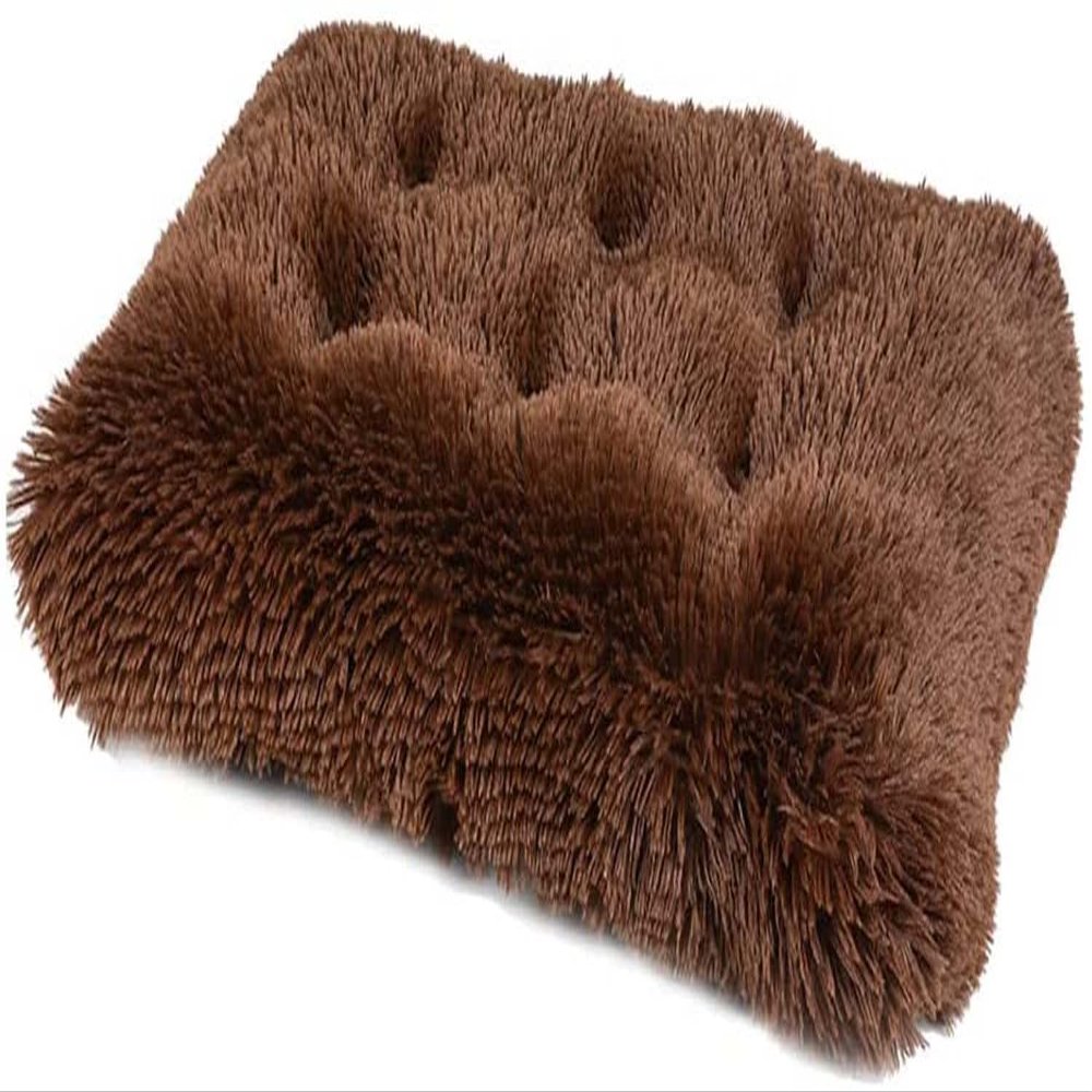 Soothing Dog & Cat Bed, Soft Plush, Warm, Water-Resistant Oxford Base, 70 x 50 x 8 cm