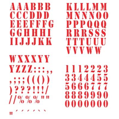 Generic Alphabet ABC Letters and Numbers Sticker Set, Adhesive Letters 309/2 (4 cm High, Glossy Red)