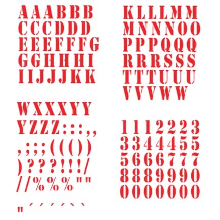 Generic Alphabet ABC Letters and Numbers Sticker Set, Adhesive Letters 309/2 (4 cm High, Glossy Red)